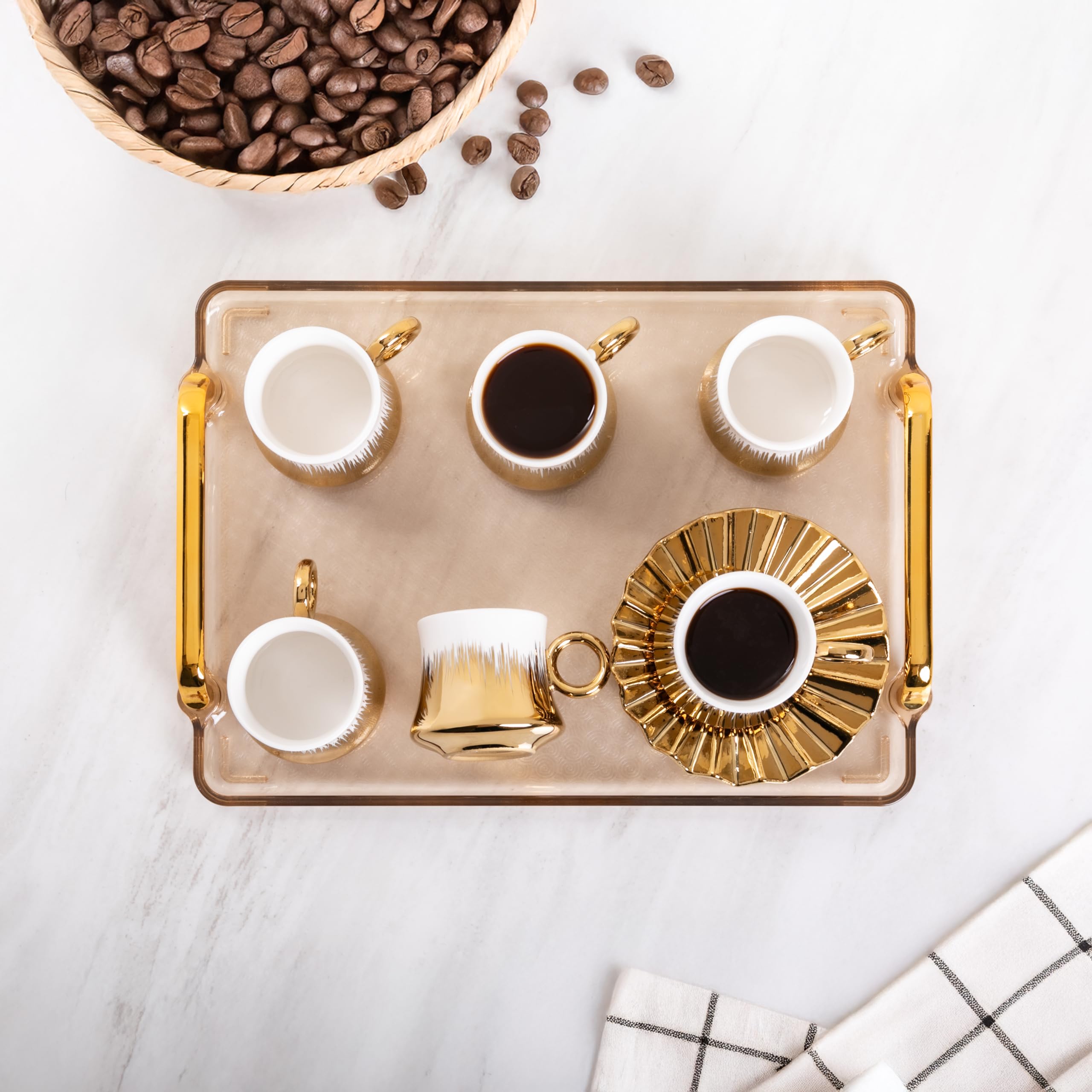 Amazon.com | GLOXZY Turkish Coffee Cup Set of 6 with Saucers